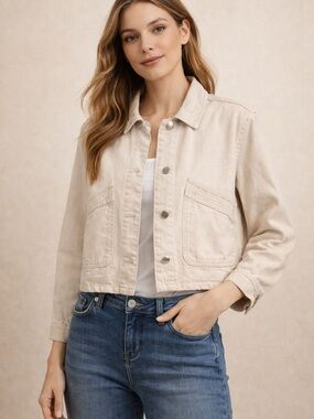 Top Shop Crop Utility Jacket - Cream